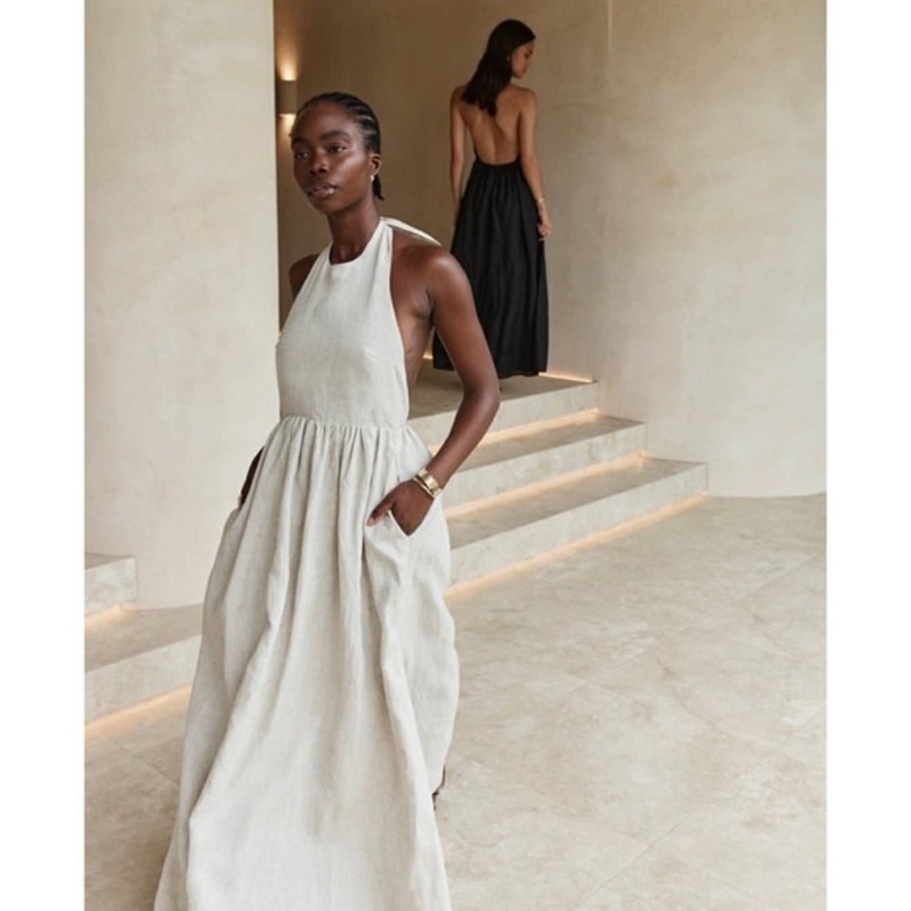DISSH COOPER natural linen halter dress